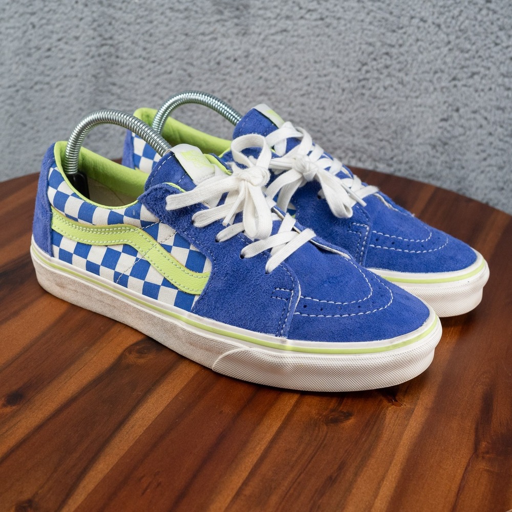 VANS Sk8- Low Blue Green Checkerboard Mens Size 8.5